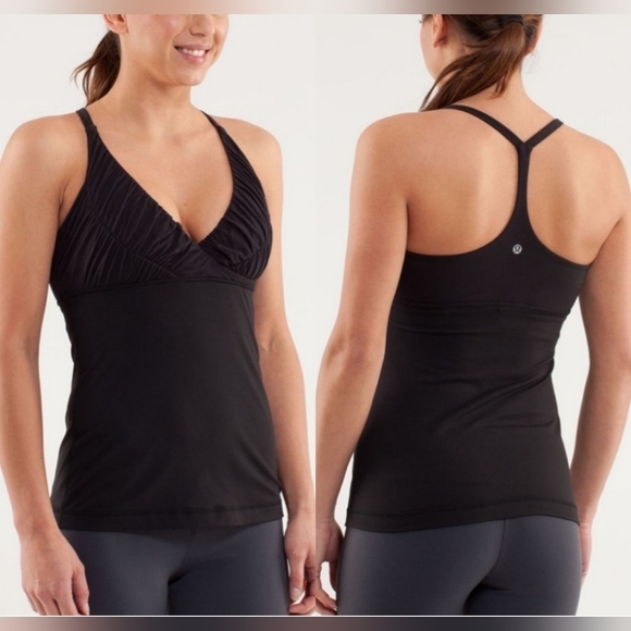 Lululemon BLACK/GREY combo Pure Balance Tank yoga top Size 6 - Picture 1 of 5